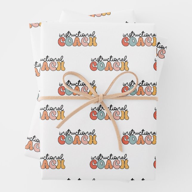 Instructional Coach Educational Coach Retro Wrapping Paper Sheet (In situ)