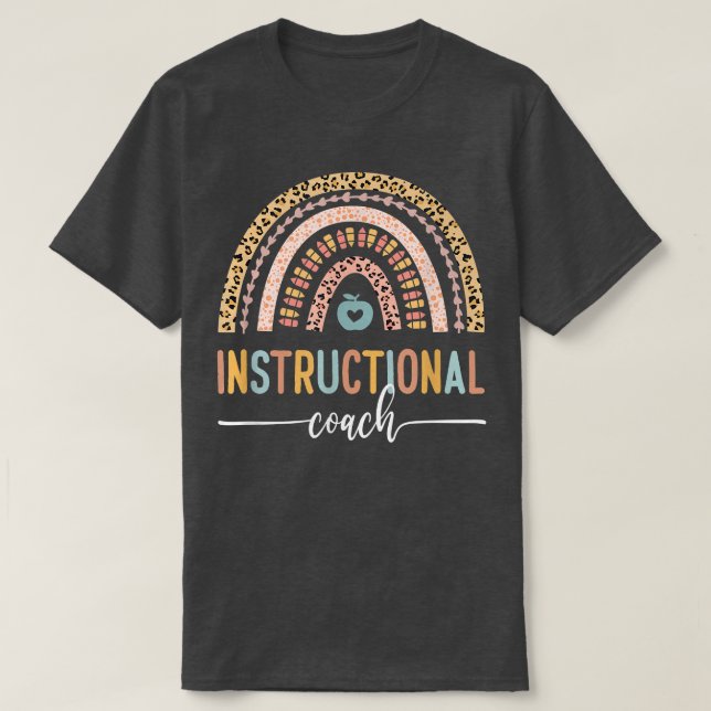 Instructional Coach Elementary Rainbow Leopard Bac T-Shirt (Design Front)