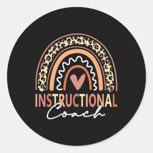 Instructional Coach leopard Rainbow Supplies Back Classic Round Sticker