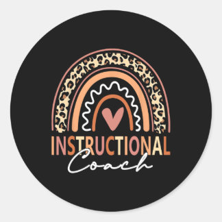 Instructional Coach leopard Rainbow Supplies Back  Classic Round Sticker