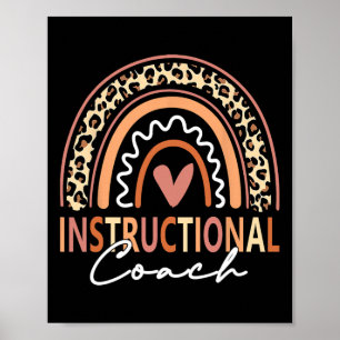 Instructional Coach leopard Rainbow Supplies Back  Poster
