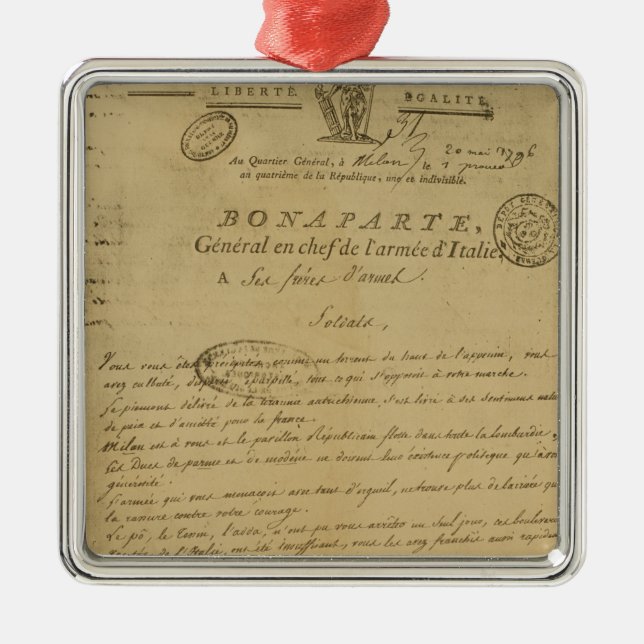Instructions to soldiers issued by Napoleon Metal Tree Decoration (Front)