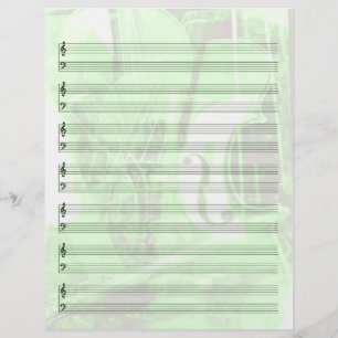 Instrument-Themed Staff Paper in Green