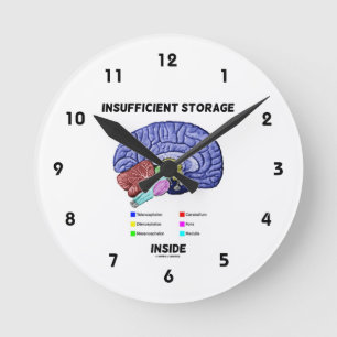 Insufficient Storage Inside (Brain Anatomy Humour) Round Clock