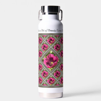 Insulated Water Bottle with Magenta Poppies
