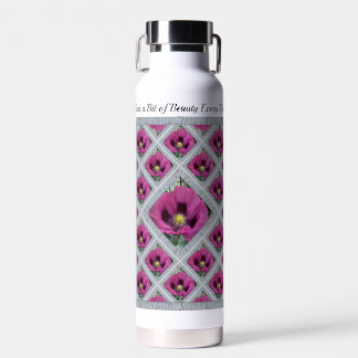 Insulated Water Bottle with Pretty Purple Poppies