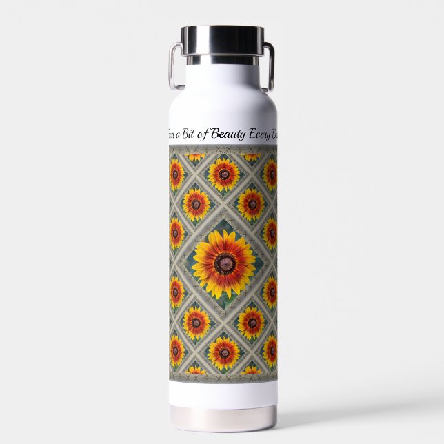 Insulated Water Bottle with Susie's Sunflowers2 (Front)
