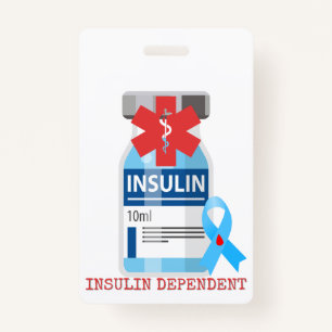 Insulin Dependent Diabetic Emergency Alert ID Badge