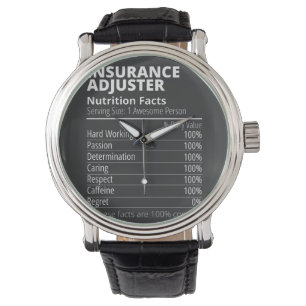Insurance Adjuster Nutrition Facts Funny Watch