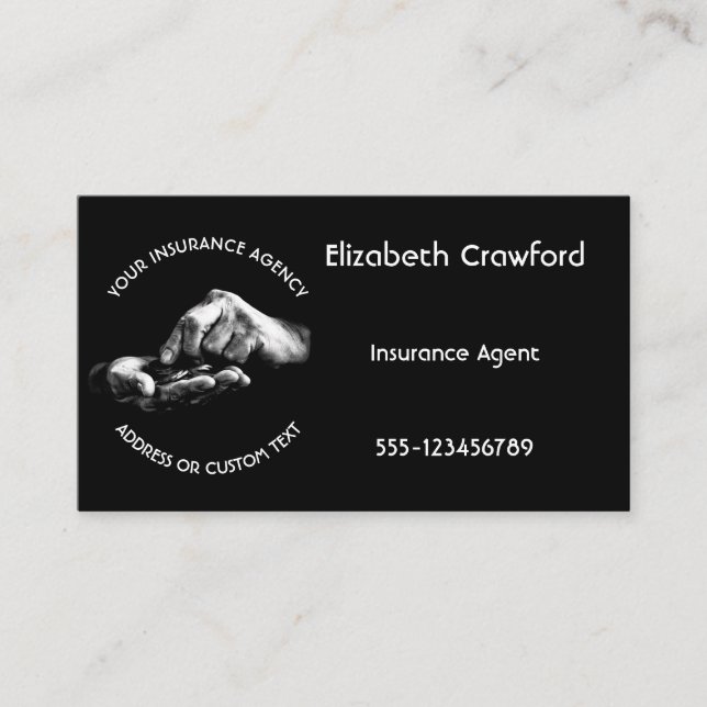 Insurance Agency Owner Or Insurance Company Agent Business Card (Front)