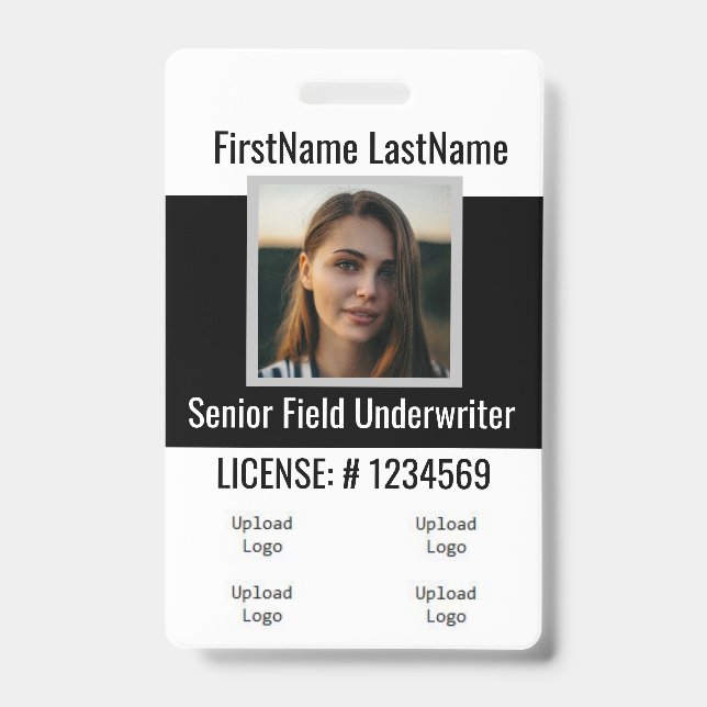 Insurance Agent Badge Front and Back Same ID Badge (Front)