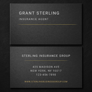 Insurance Agent Black Professional  Business Card