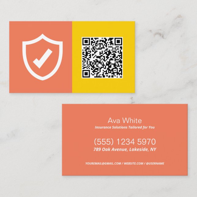 Insurance Agent Custom QR Business Card (Front/Back)