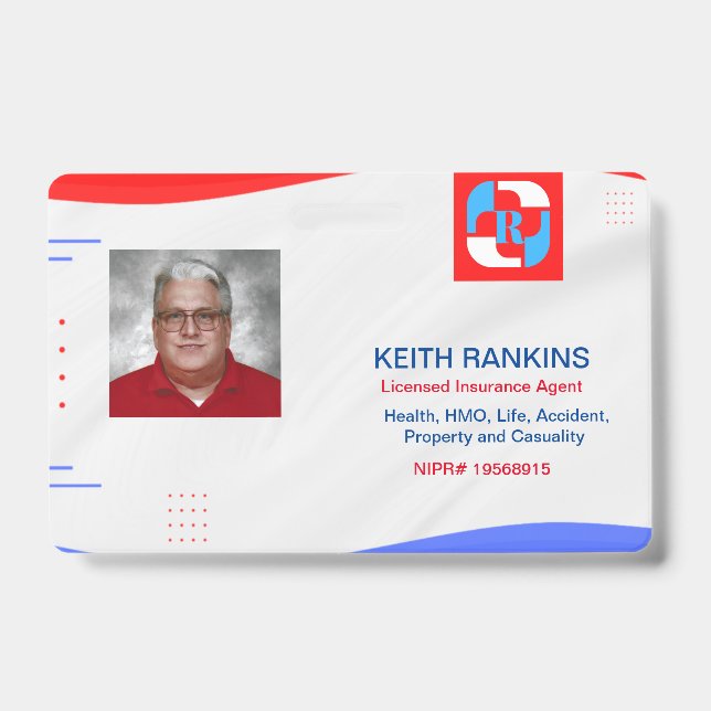 Insurance Agent ID Card Badge (Front)