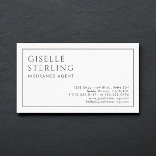 Insurance Agent Luxury Minimalist Black White Business Card