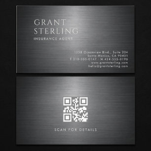 Insurance Agent Metallic QR Code Business Card