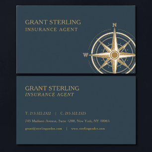 Insurance Agent Nautical Compass  Business Card