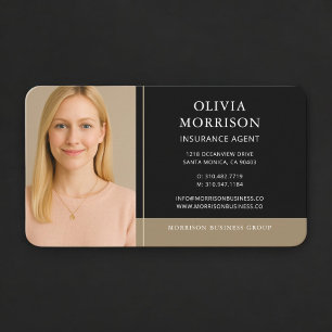 Insurance Agent Photo Black Gold Business Card