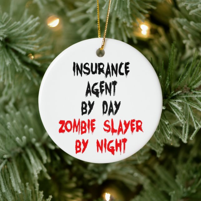 Insurance Agent Zombie Slayer Ceramic Tree Decoration (Tree)
