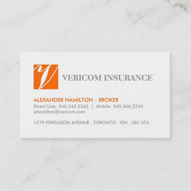INSURANCE BROKER BUSINESS CARDS (Front)