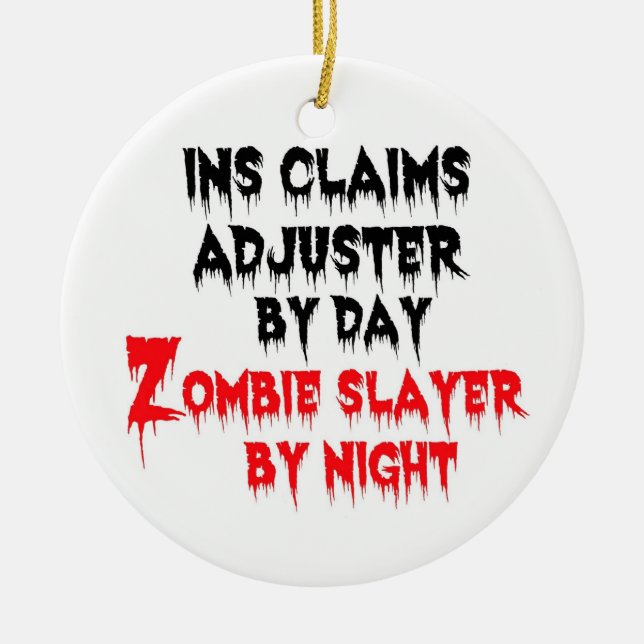 Insurance Claims Adjuster Zombie Slayer Ceramic Tree Decoration (Front)