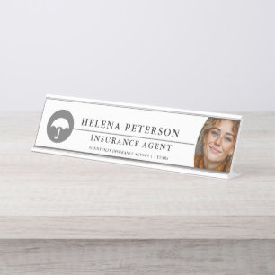 Insurance + Claims Agents Symbol + Logo + Photo Desk Name Plate