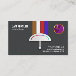 Insurance Manager Colourful Umbrella Business Card