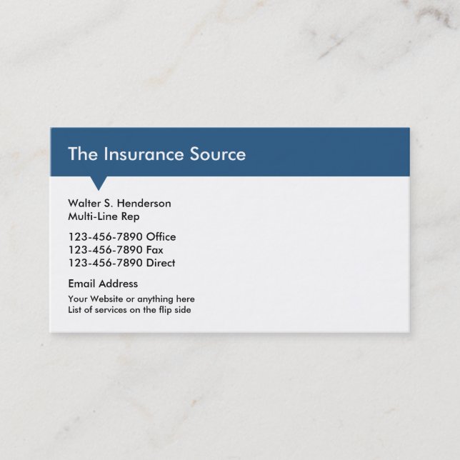 Insurance Multi Line Rep Business Card (Front)