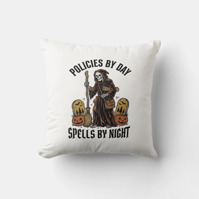 Insurance Witch Shirt Funny Halloween Agent Graphi Cushion (Front)