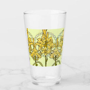 intage Alphonse Mucha Art Nouveau Lily Pattern Glass