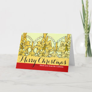 intage Alphonse Mucha Art Nouveau Lily Pattern Holiday Card