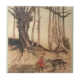 intage Arthur Rackham Red Riding Hood & Wolf Print Tile