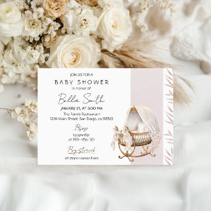 intage Bassinet Floral Baby Shower Invitation