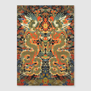 intage Chinese Dragon Textile Print Asian Art