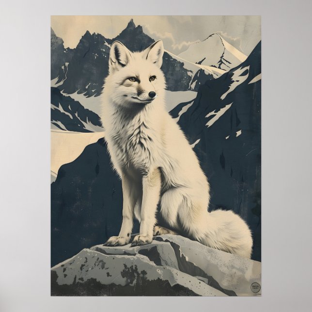 intage Illustration of the Arctic Fox Poster (Front)