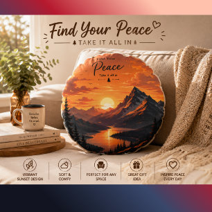 intage Sunset Mountain Landscape Lumbar Pillow R