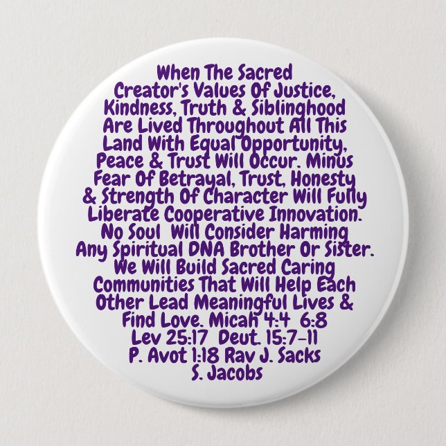 Integrated Plan for Truth, Justice,& Kindness  But 10 Cm Round Badge (Front)