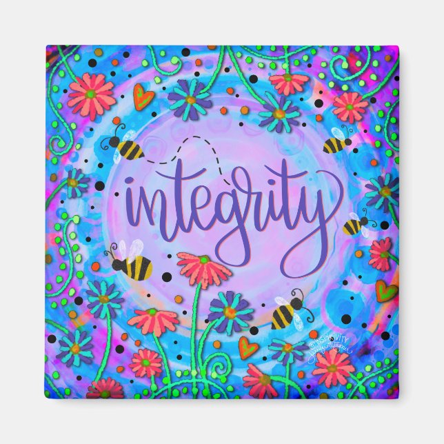 Integrity Pretty Colourful Fun Flowers Inspirivity Magnet (Front)