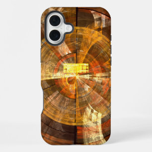 Integrity Radial Abstract Art in Warm Gold Tones iPhone 16 Plus Case