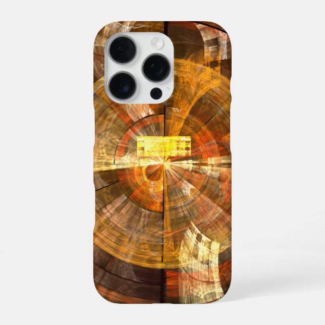 Integrity Radial Abstract Art in Warm Gold Tones iPhone Case (Back)