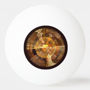 Integrity Radial Abstract Art in Warm Gold Tones Ping Pong Ball