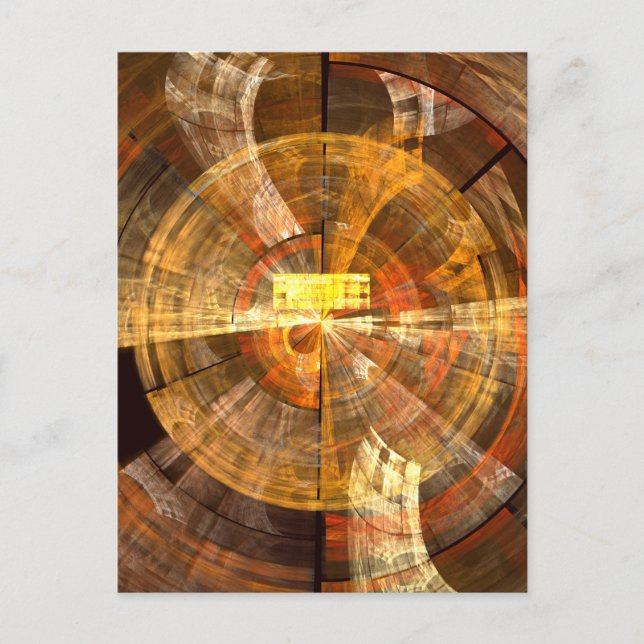 Integrity Radial Abstract Art in Warm Gold Tones Postcard (Front)