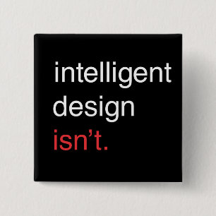 inteligent design 15 cm square badge