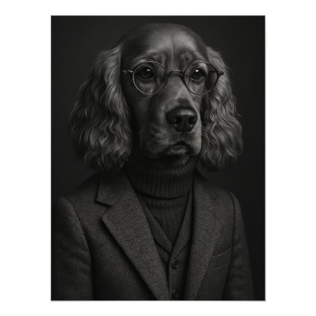 Intellectual Cocker Spaniel in Glasses & Tweed Poster (Front)