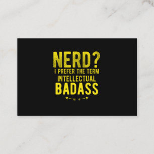 Intellectual nerd badass funny quotes yellow business card