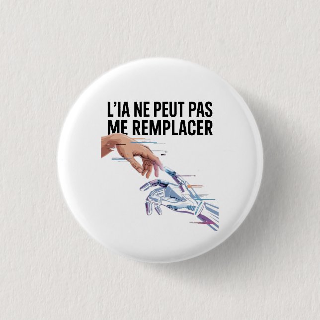 Intelligence artificielle et humains 3 cm round badge (Front)