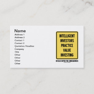 Intelligent Investors Practice Value Investing Business Card