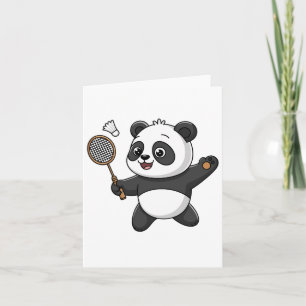 Intelligent Panda Playing Badminton Funny Humourou Card