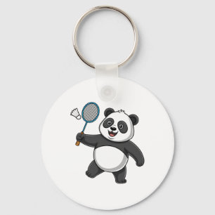 Intelligent Panda Playing Badminton Funny Humourou Key Ring