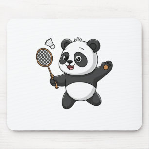 Intelligent Panda Playing Badminton Funny Humourou Mouse Pad
